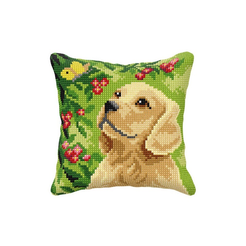 Suloinen koira -ristipistotyyny 99059