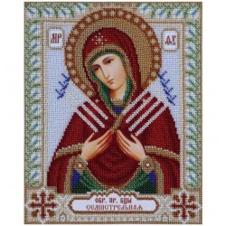 Jumalanäidin ikoni seitsemän murhetta -helmikirjontatyö TN-0386