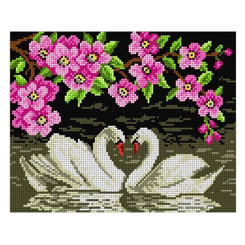 Rakastuneet joutsenet -kanavatyö 1703H ilman lankoja