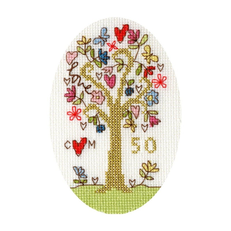 Kultainen onnittelu -ristipistokortti XGC4