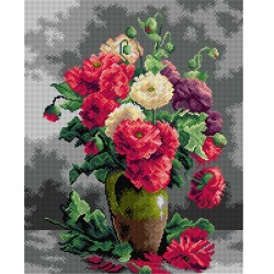 Pionit maljakossa -kanavatyö 2798M ilman lankoja