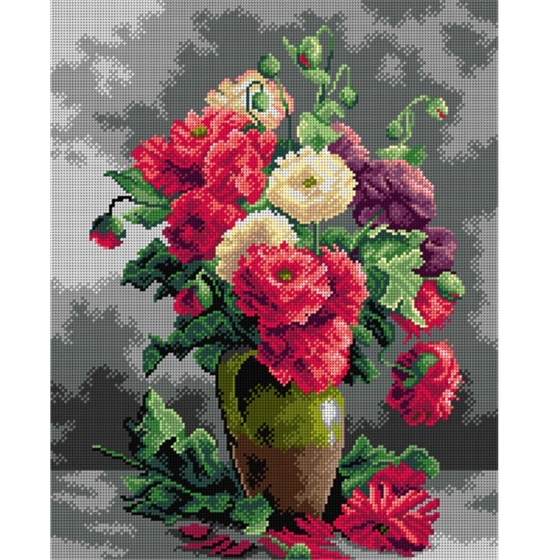 Pionit maljakossa -kanavatyö 2798M ilman lankoja