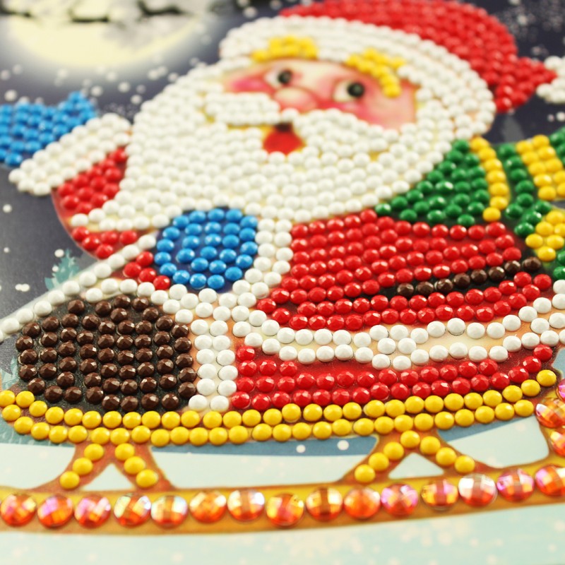 Joulupukki ja reki -timanttimaalauskortti HK27