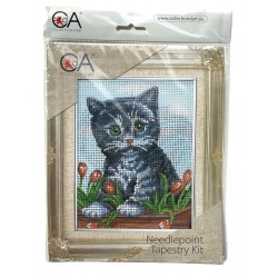 Harmaa kissa ja tulppaanit -kanavatyö 3090K