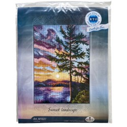 Auringonlaskun maisema -ristipistotyö M1021