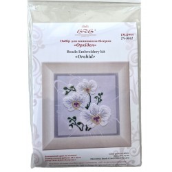 Valkoinen orkidea-helmikirjontatyö TN-0995