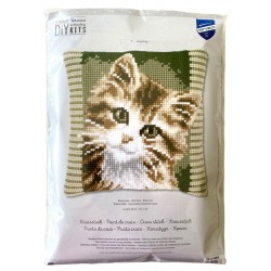 Vihreä silmäinen kissa -ristipistotyyny PN-0149856