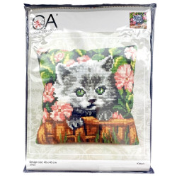 Harmaa kissanpentu -ristipistotyyny 5163