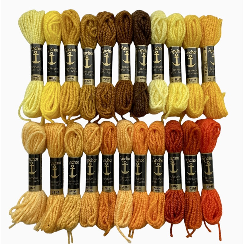 Keltaiset-oranssit villakirjontalangat 8092-8168