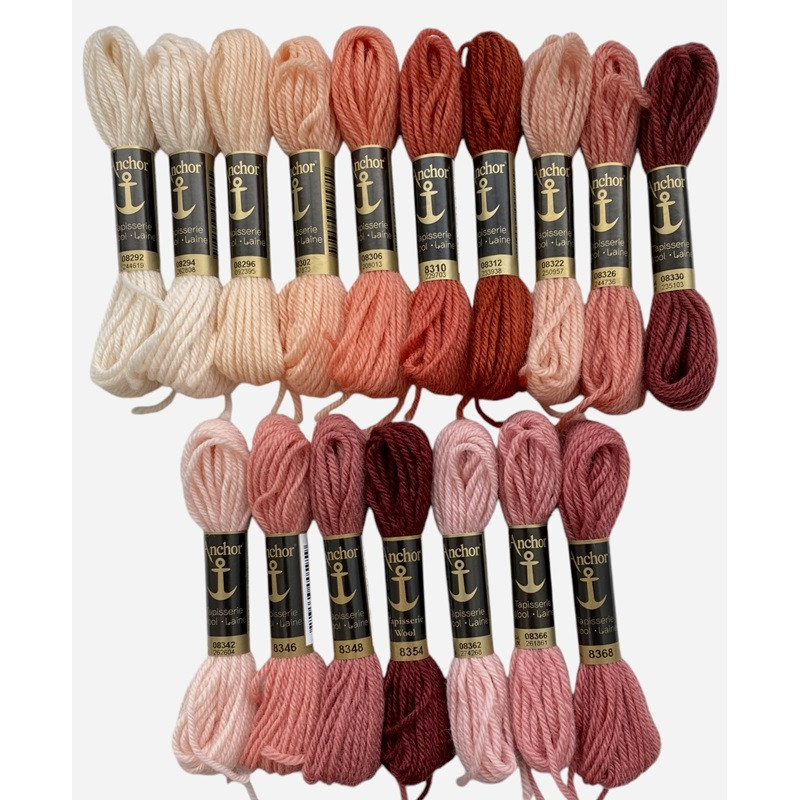 Vaaleanpunaiset-ruskeanpunaiset villakirjontalangat 8292-8368