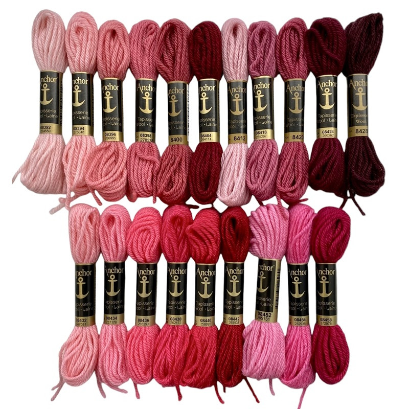 Roosat-aniliininpunaiset villakirjontalangat 8392-8458