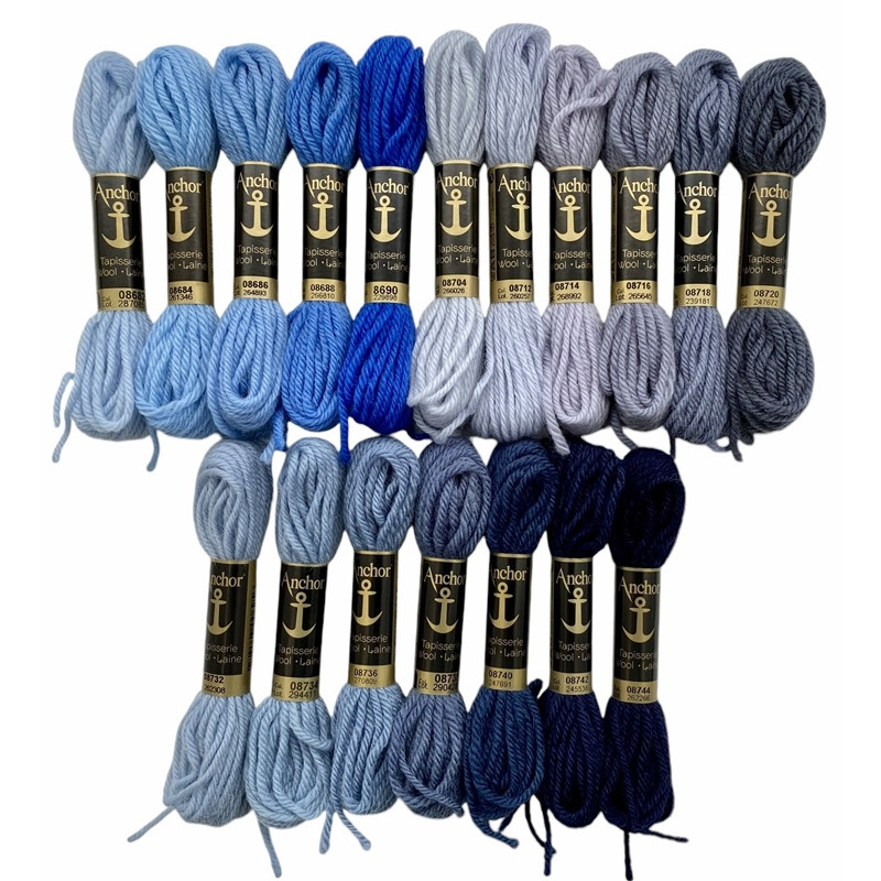 Siniset-harmaansiniset villakirjontalangat 8682-8744