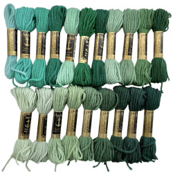 Sinivihreät - harmaanvihreät villakirjontalangat 8964-9028