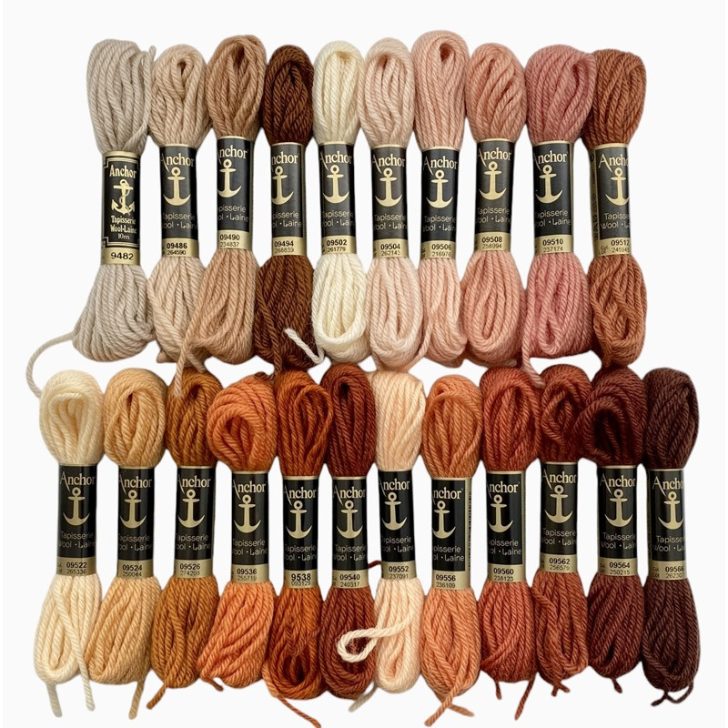 Ruskeat - punaruskeat villakirjontalangat 9482-9566