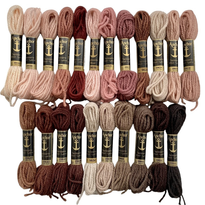 Punaruskeat - tummanruskeat villakirjontalangat 9592-9666