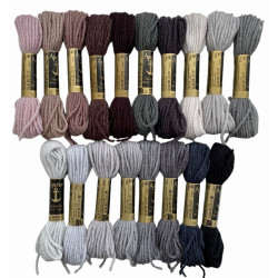 Lilahtavanruskeat - mustat villakirjontalangat 9674-9800