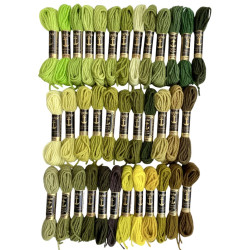 Kirkkaanvihreät - ruskeanvihreät villakirjontalangat 9152-9220