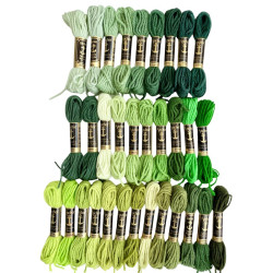 Kirkkaanvihreät - ruskeanvihreät villakirjontalangat 9152-9220