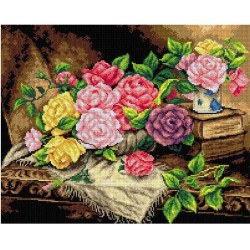 Pappilan ruusut -kanavatyö 2655M ilman lankoja