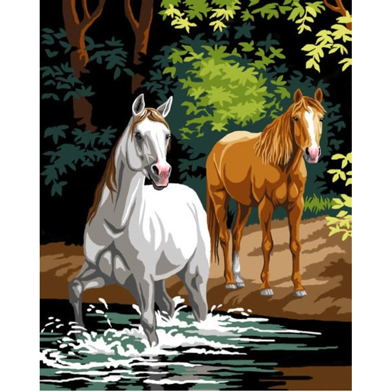 Hevoset lammella -kanavatyö 3029M ilman lankoja