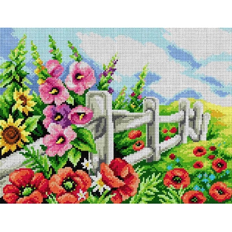 Kukat ja aita -kanavatyö 2583J ilman lankoja