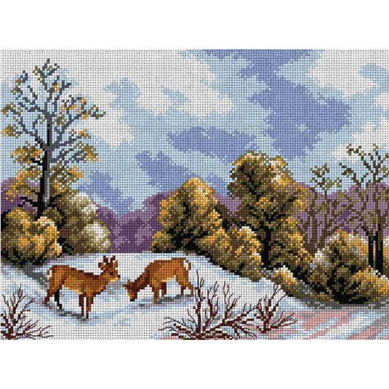 Peurat lumisessa maisemassa -kanavatyö 2523J ilman lankoja