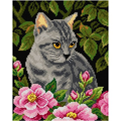 Kissa puutarhassa -kanavatyö 2582H ilman lankoja