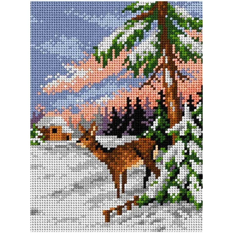 Peura talvimaisemassa -kanavatyö 2077F ilman lankoja