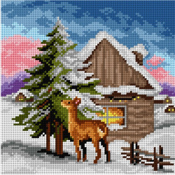 Peura talvimaisemassa -kanavatyö 3493H ilman lankoja