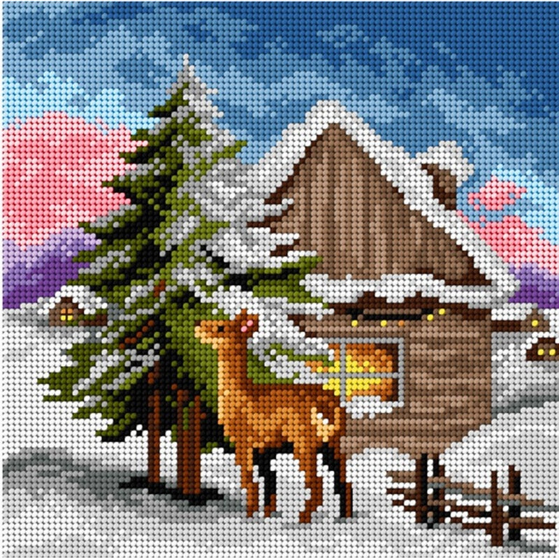 Peura talvimaisemassa -kanavatyö 3493H ilman lankoja