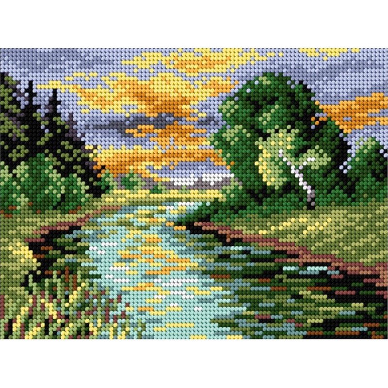 Kesäinen auringonlasku -kanavatyö 2040F ilman lankoja