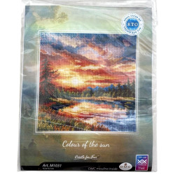 Auringonlasku ja erämaajärvi -ristipistotyö M1031