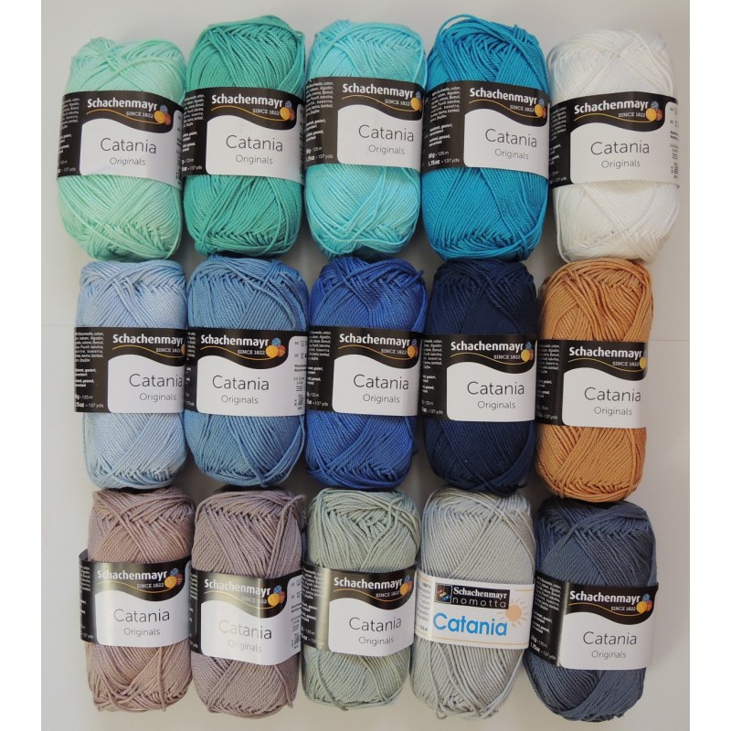 CATANIA-puuvillalanka, siniset-ruskeat värit