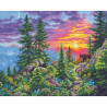 Auringonlasku vuoristossa -ristipistotyö 70-35383