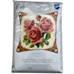 Kolme punaista ruusua -ristipistotyyny PN-0008576