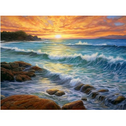 Auringonlasku merenrannalla -timanttimaalaus N05
