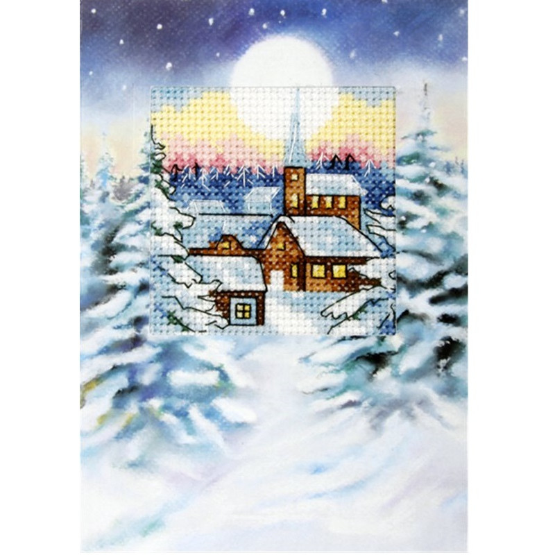 Talvinen kylä -ristipistokortti 6233