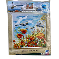 Lokit meren yllä -ristipistotyyny CU101