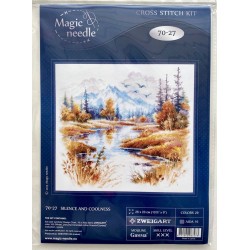 Hiljaisuutta ja viileyttä -ristipistotyö 70-27