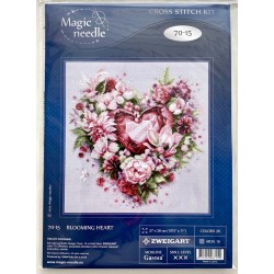 Kukkiva sydän -ristipistotyö 70-15