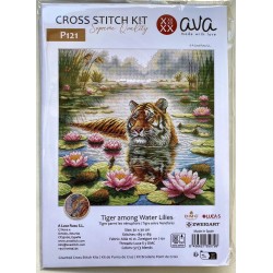 Tiikeri lumpeiden keskellä -ristipistotyö P121