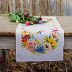 Värikkäät kukat -ristipistokaitaliina PN-0183727