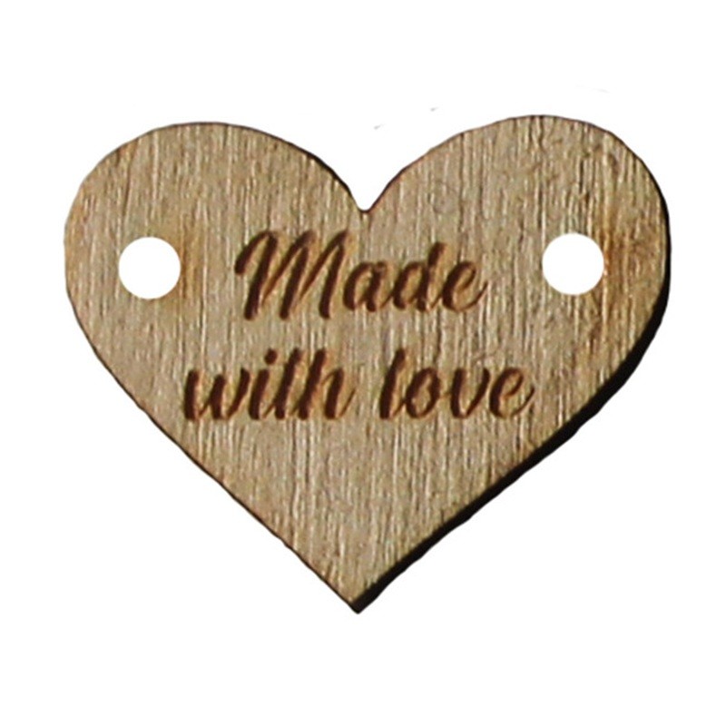 Made with Love -merkki, puinen ja sydämen mallinen