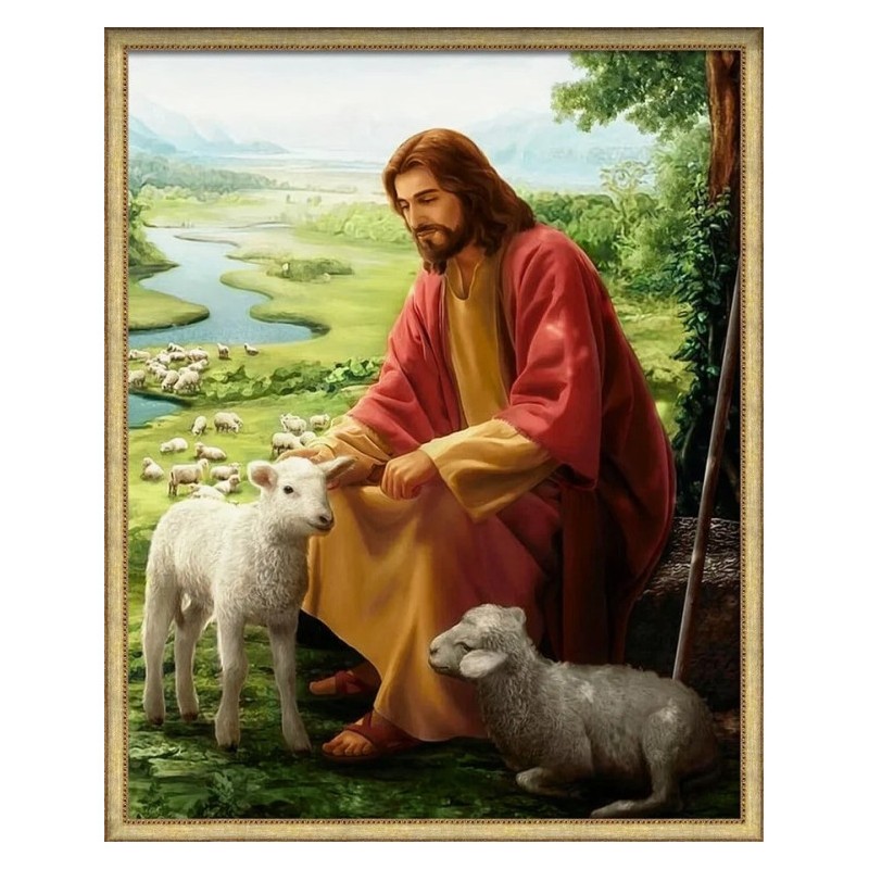 Jeesus karjapaimenena -timanttimaalaus AM4112