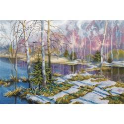 Talvi on ohi. Ensimmäiset kukat -ristipistotyö 1545