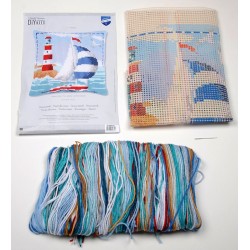 Majakka ja purjevene -ristipistotyyny PN-0021781