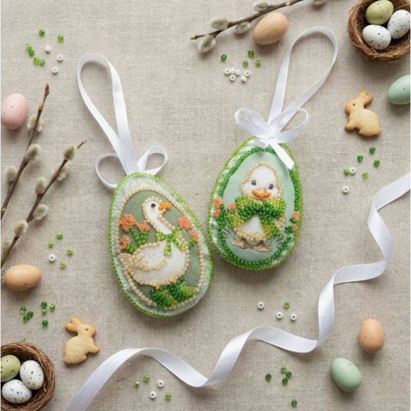 Pääsiäisvieraat-helmikirjontatyö ABT-058