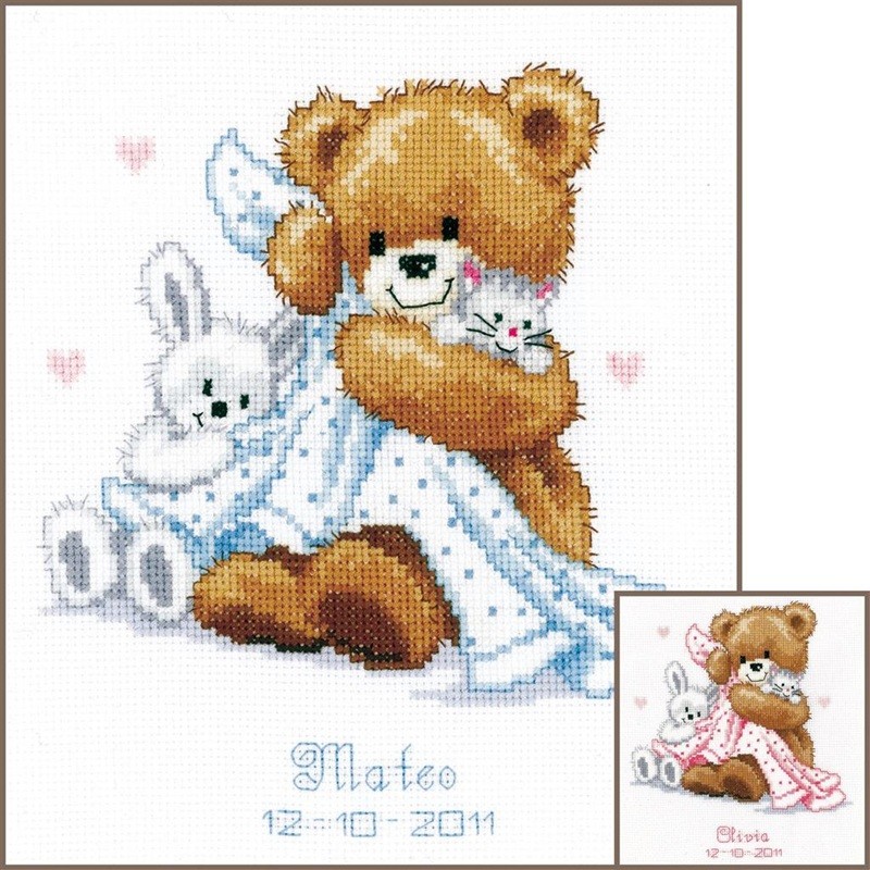 Nalle ja lempipeitto -ristipistotyö PN-0011901