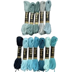 Sinivihreät villakirjontalangat 8872-8936