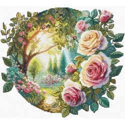 Unelmien puutarha -ristipistotyö D-84